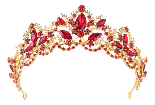 Coroa Tiara Noiva Casamento Debutante Dourada Vermelha Linda