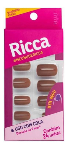 Unha Postica Ricca Não Adesiva Nude Capuccino 24 Unidades