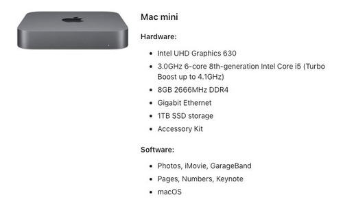 Apple Mini Mac I5 Turbo 8gb 1tb Ssd A1993 En Caja 6 Core