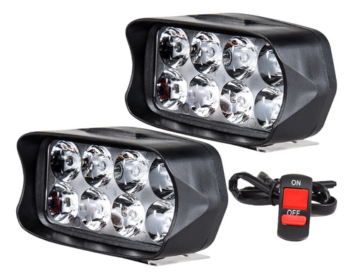 Juego X2 Faros Led Auxiliar Luz Blanca 12v +tecla Moto