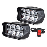 Juego X2 Faros Led Auxiliar Luz Blanca 12v +tecla Moto