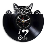 Reloj De Pared Con Diseno De Gato Con Texto  I Love Gatos 