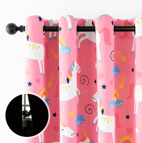 Cortinas Opacas Para Dormitorio Niñas Con Ojales Unicornios