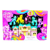 Pony Fashion House X 4 Unicornio + Casa Super Cla Fdla23-5 Color Rosa