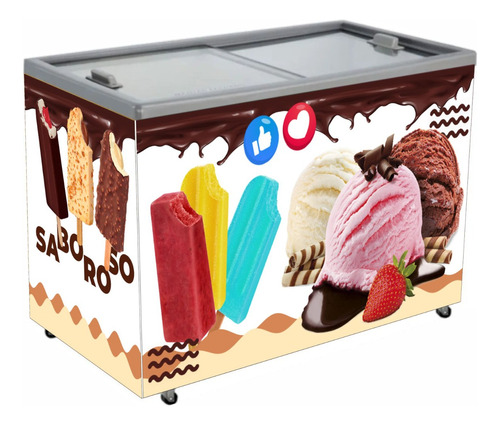 Adesivo Freezer Sorveteria Picolé 150x80x70 Mod407