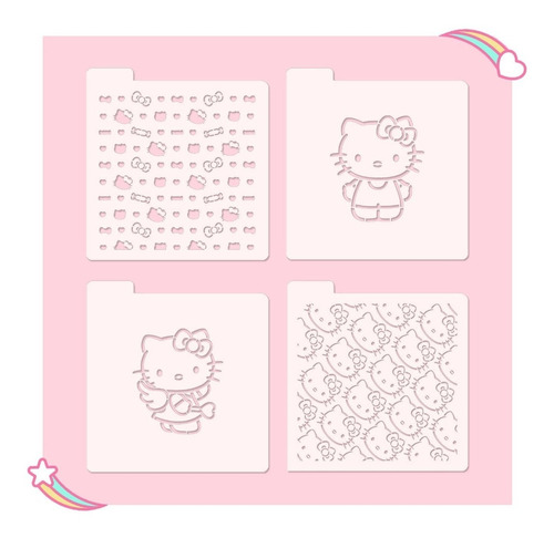 Stencil Set X4 Hello Kitty Repostería Porcelana Cookies