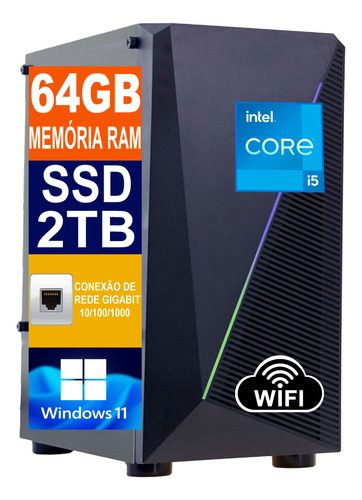 Pc Computador Cpu I5 9500 / Ssd 2tb M2 / 64gb Memória Ddr4