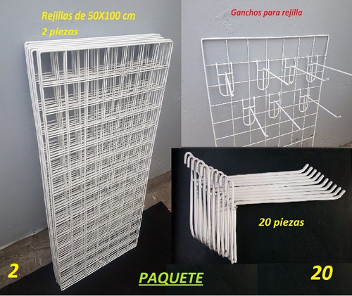 Paquete De 9 Rejas De 50 X 100cm Y 20 Ganchos