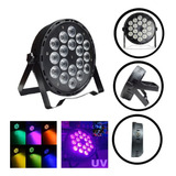 Refletor Canhão Slim Par Led 18x15w Rgbw+uv Dmx Luz Neon Dj