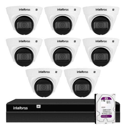 Kit 8 Câmeras Vlp1230 Dome Ip Intelbras, Nvr 1408, Hd 1tb Pr