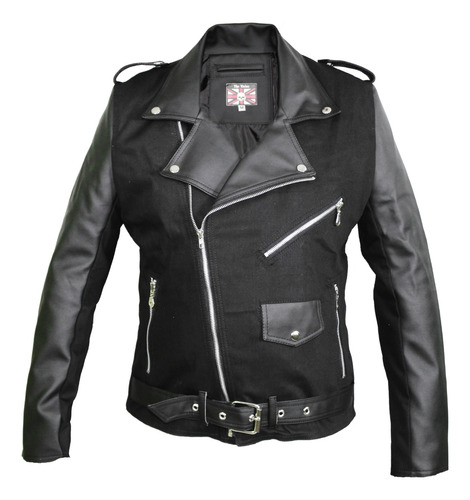 Chamarra Mezclilla/vinipiel Biker Rocker