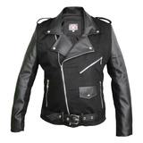 Chamarra Mezclilla/vinipiel Biker Rocker