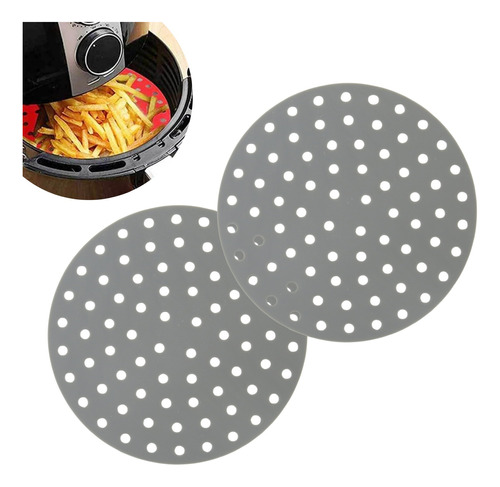 Kit 2 Tapete De Silicone Redondo Airfryer Fritadeira Cesto