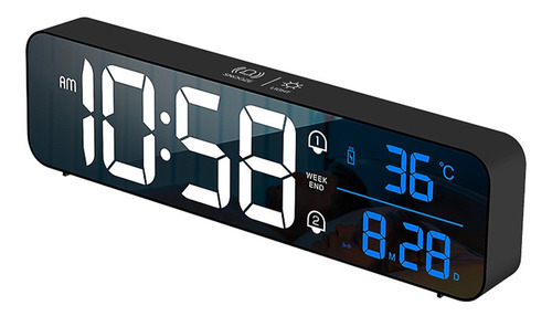 Reloj Despertador Alarma Led Gadnic 40 Tonos Musicales Color Negro