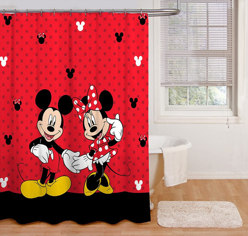 Disney Mickey Mouse Y Minnie Mouse, Cortina Para Baño