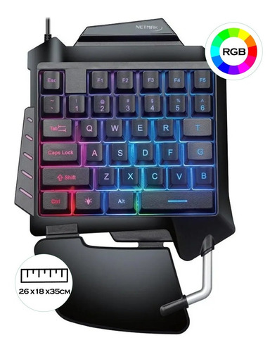 Teclado Gamer Una Mano Luz Rgb Tactical Ergonomico Pcreg