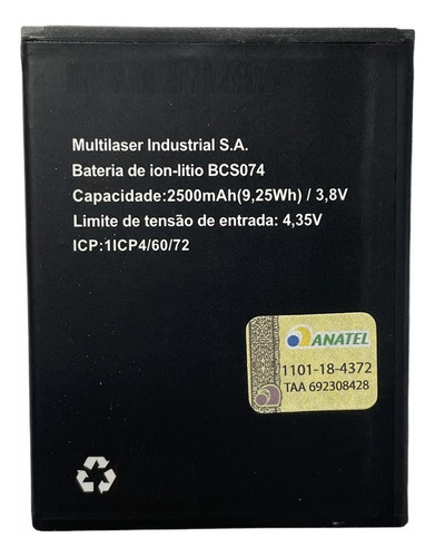 B.a.t.e.r.i.a Compatível Multilaser Ms50x P9074 Bcs074 Nova