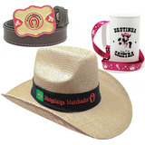 Kit Chapeu Infantil Mm Cinto C/ Fivela Mm Caneca Brutinha 