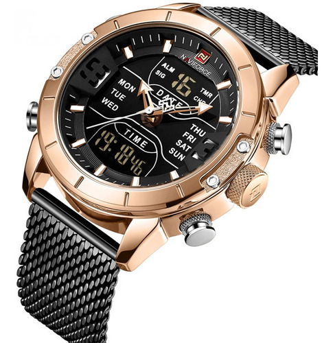 Naviforce 9153 Gold Reloj Estilo Moderno_malla Acero_calidad