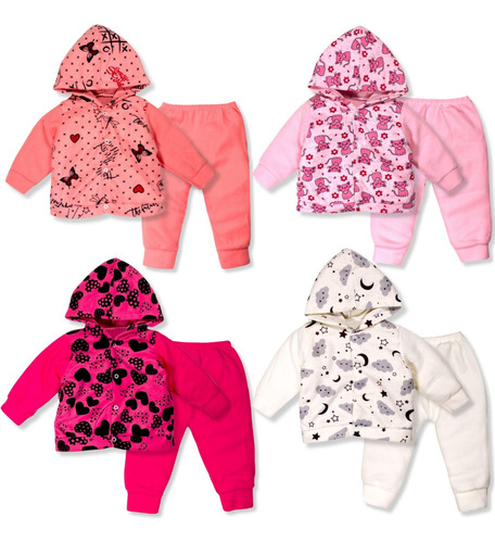 Kit 4 Conjunto Inverno Infantil Soft Roupa De Frio Menina 