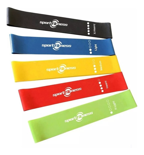 Bandas Planas Set X 5 Sportfitness Elásticas Cerradas Gym