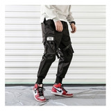 Pantalon Cargo Techwear Tiras Lizo Ajust Negro 701 Niños