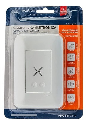 Campainha Eletrônica Com Fio Bivolt 28 Toques 4x2 Touch