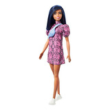 Muñeca Barbie Fashionistas 143 Con Pelo Azul Vestida De Rosa