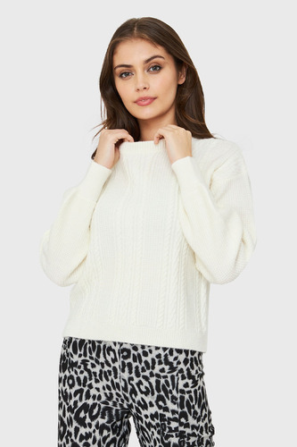 Sweater Corto Trenzas Blanco Nicopoly