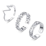 Wfyou Juego De 3 Anillos De Plata De Ley 925 Para Mujer, Hip