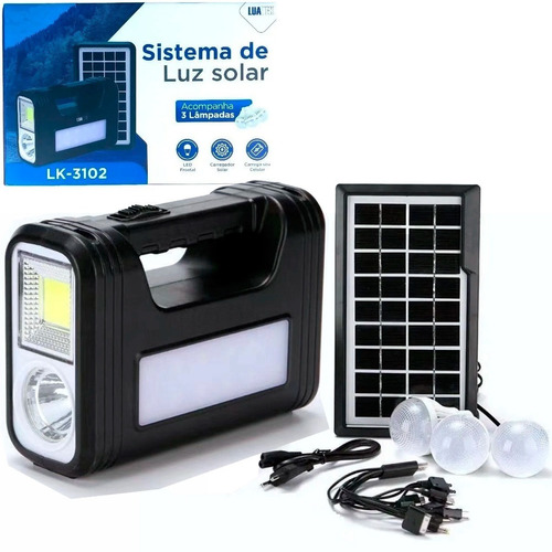 Kit Sistema Luz Carregador Solar Portatil Lampadas Led 3102