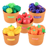 Set De 5 Canastos De Frutas Y Verduras Multicolor 30 Piezas