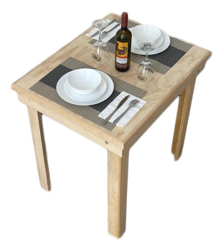 Mesa De Comedor 64x80 Cm Para 2 Sillas Madera Uso Rudo