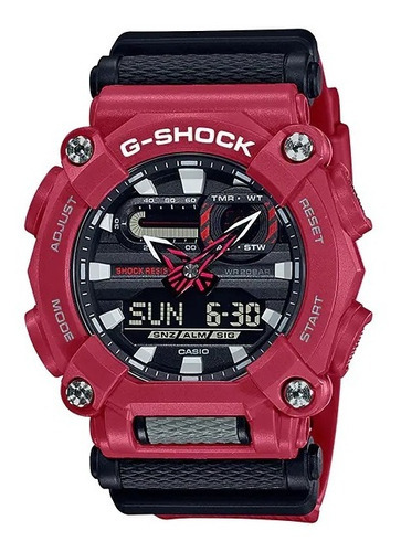 Reloj De Pulsera Casio G-shock Ga-900-4a De Cuerpo Color Rojo, [anadigi], Para Hombre, Fondo Negro, Con Correa De Resina Color, Bisel Color Rojo