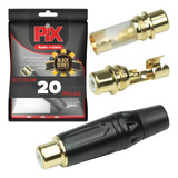 20x Conector Plug Rca 4mm Profissional Top De Linha Preto