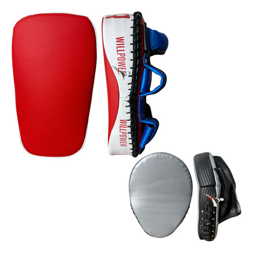 Kit Muay Thai Manopla Aparador Chute + Luva Foco Soco Rápida