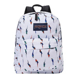 Mochila Jansport  Blanca Estampada  Lic Original Armonyshop