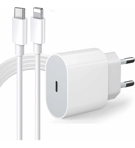 Cabo + Fonte Compatível iPhone SE X Xr 11 12 13pro Usb-c 20w