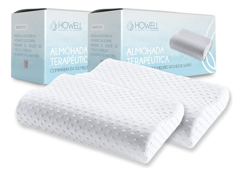 Howell Memory Pack X2 Tradicional Color Blanco Almohada Ortopédica Cervical Terapéutica Con Memoria