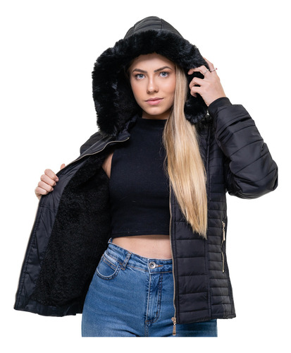 Jaqueta Feminina Blusa Impermeável Jaquetinha Puffer Nylon