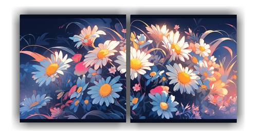 120x60cm Cuadros Tela Canvas Flores Manzanilla Bastidor Made