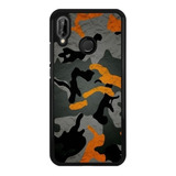 Funda Protector Para Huawei Camuflaje Militar Gris Naranj N