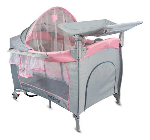 Cuna Corral Bebé Traveler Bebesit 6044bk - 6044p Color Rosa