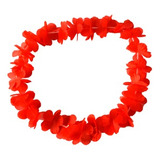 X24 Collar Hawaiano De Flores Carnaval Carioca Color Rojo