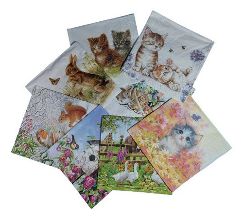 20 Servilletas Decoupage A Elección. Aves Y Animales