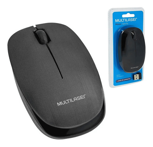 Mouse Multilaser Sem Fio 2.4 Ghz 1200 Dpi Usb Preto Mo251