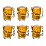 Set 6 Taza Tarro Vaso Cervecero De Cristal Calavera Craneo