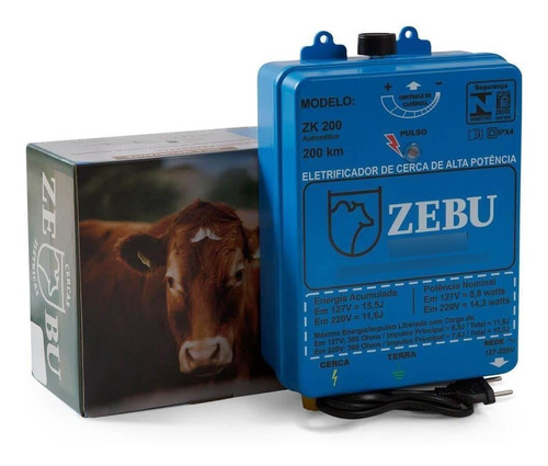 Eletrificador De Cerca Rural Zk200 200km Zebu Regulagem