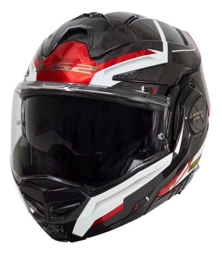 Casco Abatible Ls2 Advant X Spectrum Ngo/bco/roj Ff901