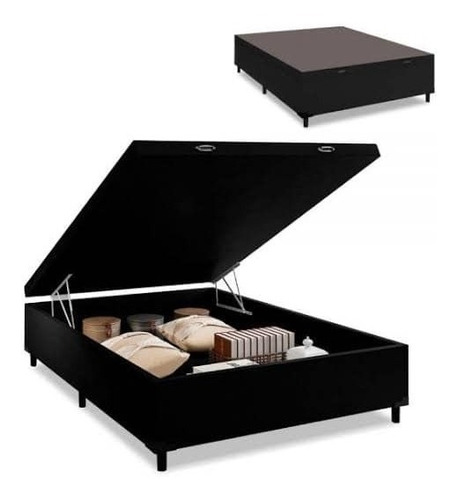 Cama Box Baú Casal Corino Preto 138x188x35